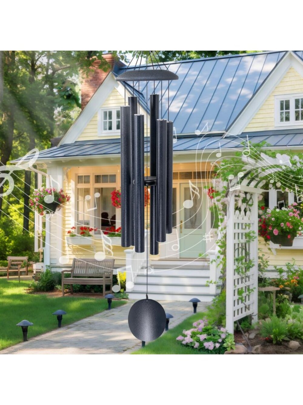 Large 45-Inch Wind Chimes for Outdoors - Deep Tone Memorial Garden Decor, Gift